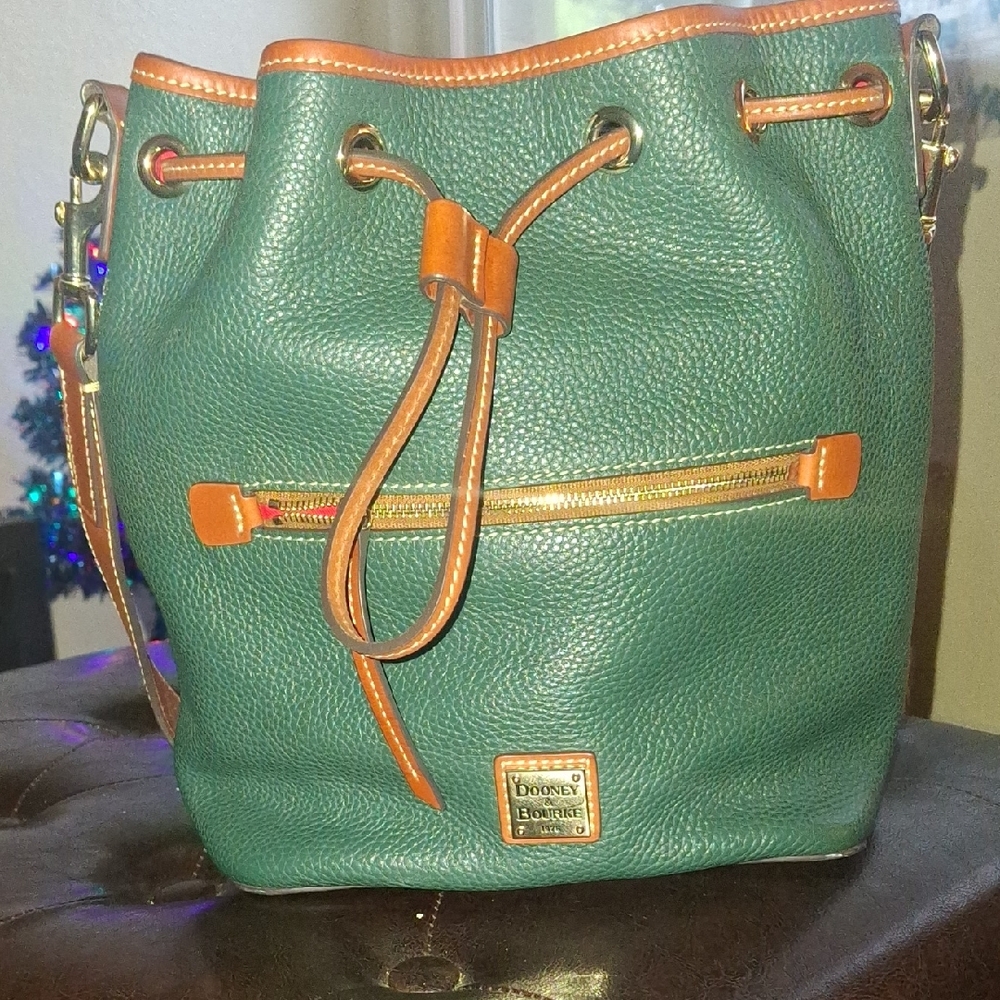 Dooney & Bourke Pebble Grain Drawstring "Forest"